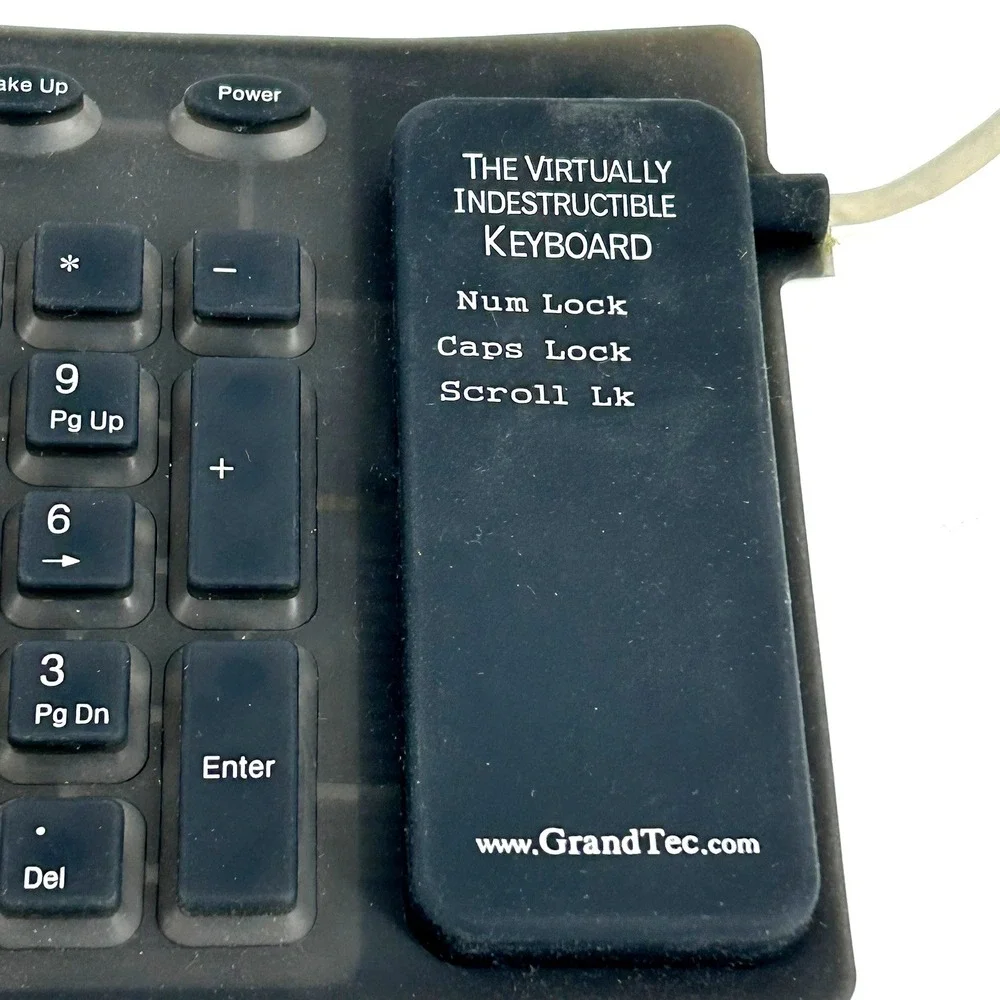 GrandTec Virtually Indestructible Keyboard Flexible Silicone USB Wired Black